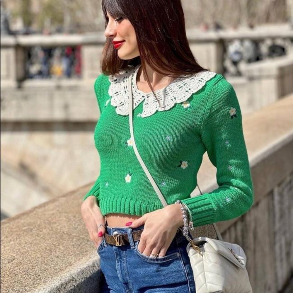 ZARA EMBROIDERED KNIT SWEATER